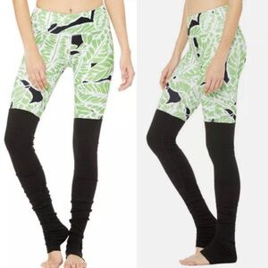 Alo Yoga Goddess Leggings Palm Springs Green Black Size XS‎ Ribbed Yoga Pants
